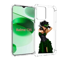 Чехол MyPads девушка-в-модном-длинном-платье женский для Realme C35 / Narzo 50A Prime