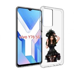 Чехол MyPads стройная-девушка-в-черном-платье для Vivo Y76 5G
