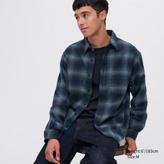 Рубашка мужская UNIQLO 451301COL67 синяя M (доставка из-за рубежа)
