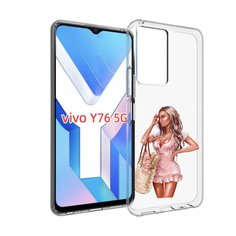Чехол MyPads Девушка-в-мини-платье женский для Vivo Y76 5G
