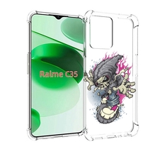 Чехол MyPads нарисованный скелет на скейт борде для Realme C35 / Narzo 50A Prime