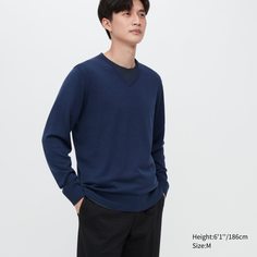 Пуловер мужской UNIQLO 450536COL68 синий 2XS (доставка из-за рубежа)