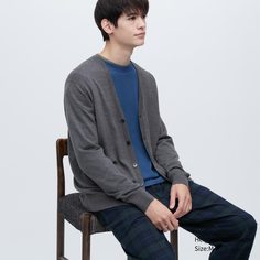 Кардиган мужской UNIQLO 450540COL07 серый M (доставка из-за рубежа)