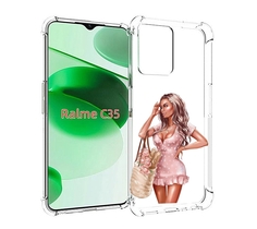 Чехол MyPads Девушка-в-мини-платье женский для Realme C35 / Narzo 50A Prime