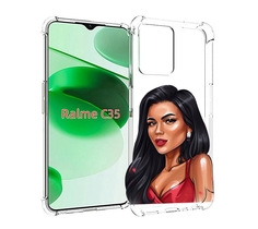 Чехол MyPads Брюнетка-в-красном-платье для Realme C35 / Narzo 50A Prime