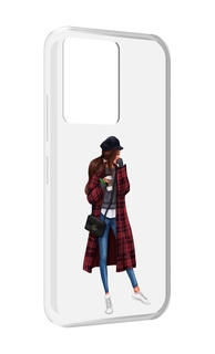 Чехол MyPads девушка-в-клетчатом-пальто для Infinix Note 12 5G X671 / Note 12 Pro 5G