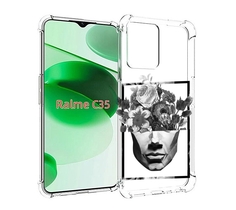 Чехол MyPads черно белая ваза в абстракции для Realme C35 / Narzo 50A Prime