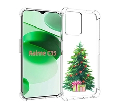 Чехол MyPads Елка новогодняя с подарками акварель для Realme C35 / Narzo 50A Prime