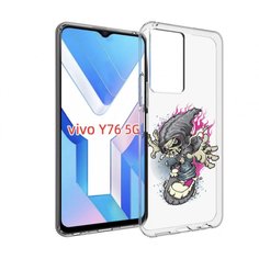 Чехол MyPads нарисованный скелет на скейт борде для Vivo Y76 5G