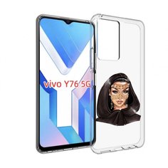 Чехол MyPads девушка-в-золотой-маске для Vivo Y76 5G
