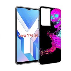 Чехол MyPads скелет-робот-фиолетовый для Vivo Y76 5G