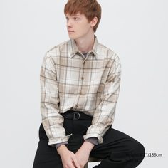 Рубашка мужская UNIQLO 453173COL30 бежевая S (доставка из-за рубежа)