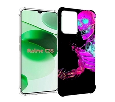 Чехол MyPads скелет-робот-фиолетовый для Realme C35 / Narzo 50A Prime