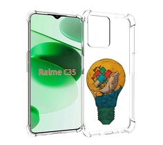 Чехол MyPads кит в лампочке с парусами для Realme C35 / Narzo 50A Prime