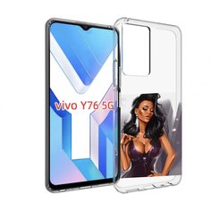 Чехол MyPads нарисованная-девушка-в-фиолетовом-платье женский для Vivo Y76 5G