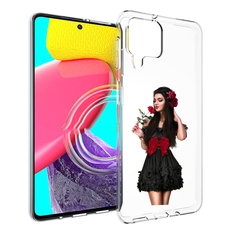 Чехол MyPads девушка-в-черном-платье-с-розой женский для Samsung Galaxy M53 (SM-M536)