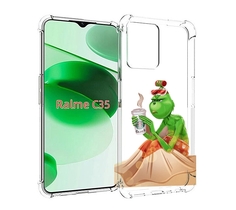 Чехол MyPads Гринч-в-платье для Realme C35 / Narzo 50A Prime
