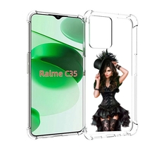 Чехол MyPads стройная-девушка-в-черном-платье для Realme C35 / Narzo 50A Prime