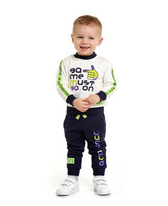 Свитшот, брюки Lucky Child 58-41ф цв. молочный/темно-синий р.104-110