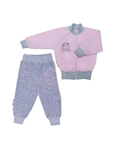 Толстовка, брюки Lucky Child 5-21 цв. розовый/серый р.62-68