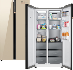 Холодильник Weissgauff Wsbs 590 BeG Inverter Premium бежевый