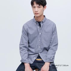 Рубашка мужская UNIQLO 456649COL67 синяя 2XL (доставка из-за рубежа)