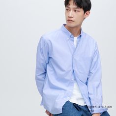 Рубашка мужская UNIQLO 455956COL64 синяя M (доставка из-за рубежа)