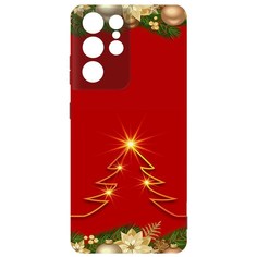 Чехол-накладка Krutoff Софт Кейс Золотая елка для Samsung Galaxy S21 Ultra (G998) черный