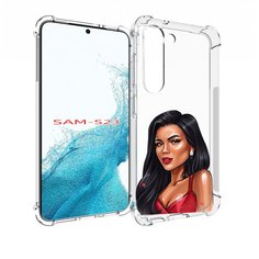 Чехол MyPads Брюнетка-в-красном-платье для Samsung Galaxy S23
