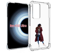 Чехол MyPads девушка-в-клетчатом-пальто для Xiaomi 12T / Redmi K50 Ultra