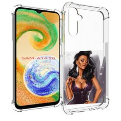 Чехол MyPads нарисованная-девушка-в-фиолетовом-платье женский для Samsung Galaxy A14 5G