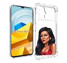 Чехол Mypads Брюнетка-В-Красном-Платье Для Poco M5