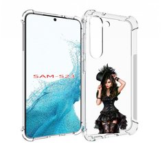 Чехол MyPads стройная-девушка-в-черном-платье для Samsung Galaxy S23