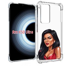 Чехол MyPads Брюнетка-в-красном-платье для Xiaomi 12T / Redmi K50 Ultra