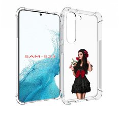 Чехол MyPads девушка-в-черном-платье-с-розой женский для Samsung Galaxy S23