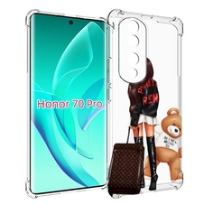 Чехол MyPads девушка-с-модным-чемоданом женский для Honor 70 Pro / 70 Pro Plus