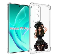 Чехол MyPads стройная-девушка-в-черном-платье для Honor 70 Pro / 70 Pro Plus