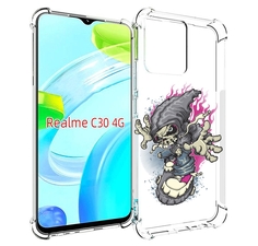 Чехол MyPads нарисованный скелет на скейт борде для Realme C30 4G / Narzo 50i Prime