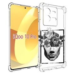 Чехол MyPads черно белая ваза в абстракции для Vivo iQOO 10 Pro