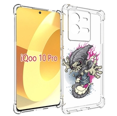Чехол MyPads нарисованный скелет на скейт борде для Vivo iQOO 10 Pro
