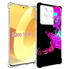 Чехол MyPads скелет-робот-фиолетовый для Vivo iQOO 10 Pro