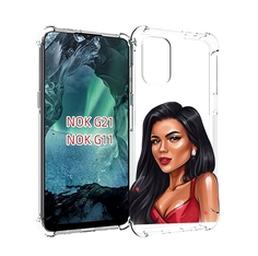 Чехол Mypads Брюнетка-В-Красном-Платье Для Nokia G11/G21