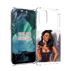 Чехол Mypads Нарисованная-Девушка-В-Фиолетовом-Платье Женский Для Nokia G11/G21