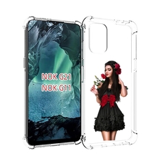 Чехол Mypads Девушка-В-Черном-Платье-С-Розой Женский Для Nokia G11/G21