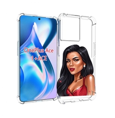 Чехол MyPads Брюнетка-в-красном-платье для OnePlus Ace