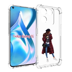 Чехол MyPads девушка-в-клетчатом-пальто для OnePlus Ace Racing