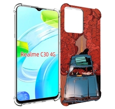 Чехол MyPads машина мчится с дымком для Realme C30 4G / Narzo 50i Prime
