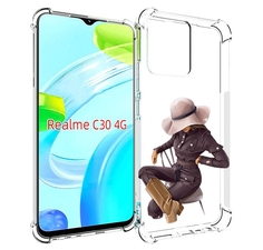 Чехол MyPads загадочная-девушка-в-костюме женский для Realme C30 4G / Narzo 50i Prime