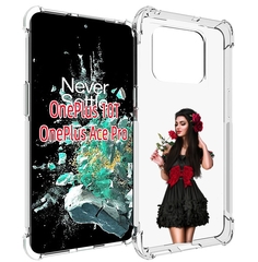 Чехол MyPads девушка-в-черном-платье-с-розой женский для OnePlus 10T