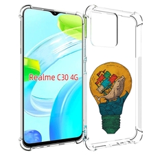 Чехол MyPads кит в лампочке с парусами для Realme C30 4G / Narzo 50i Prime